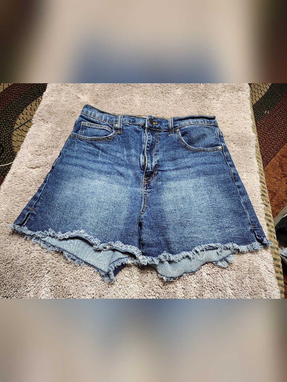 Celebrity Pink Blue Denim Frayed Hem Women’s Shorts